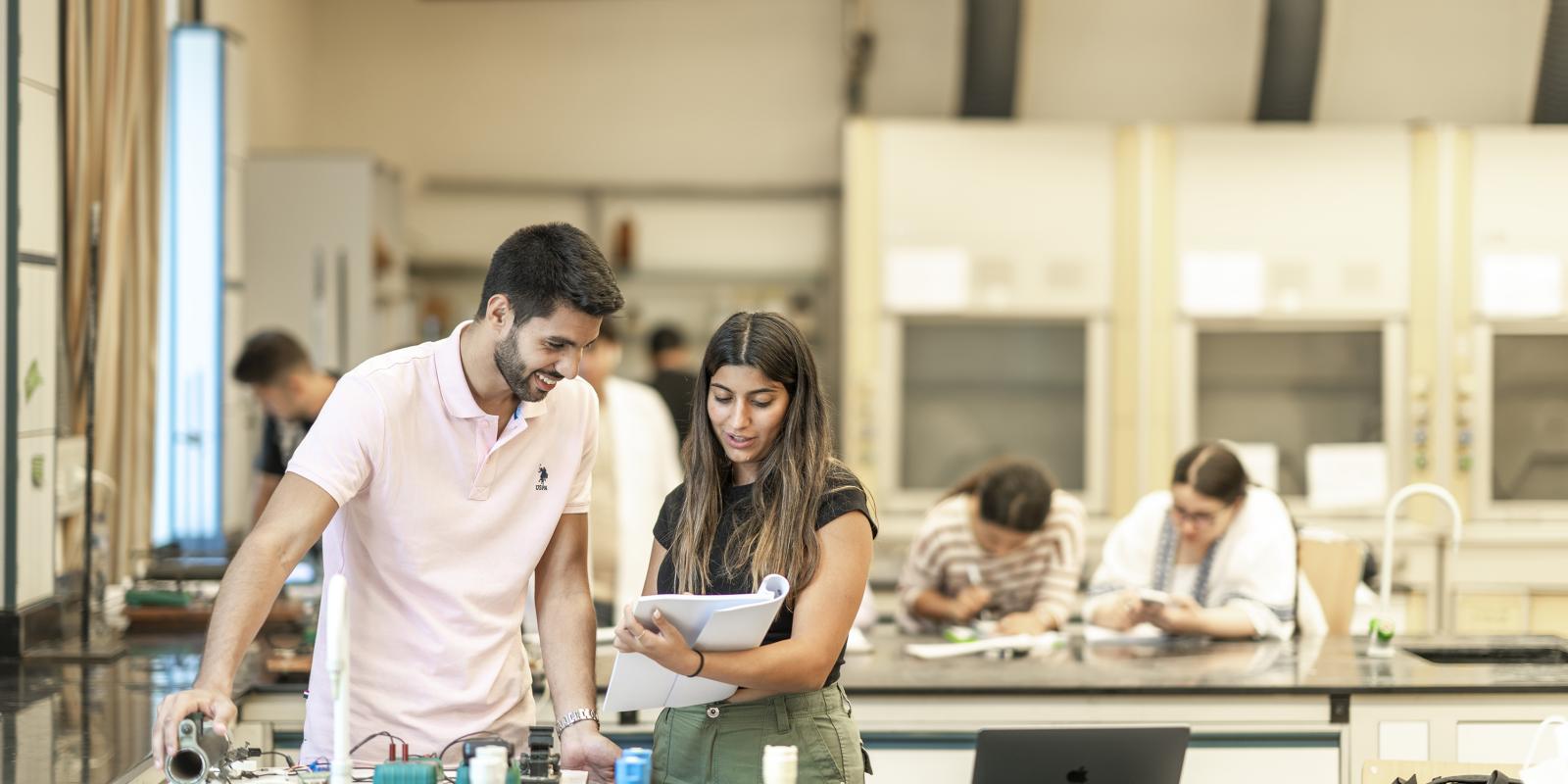 Males and females are in a lab